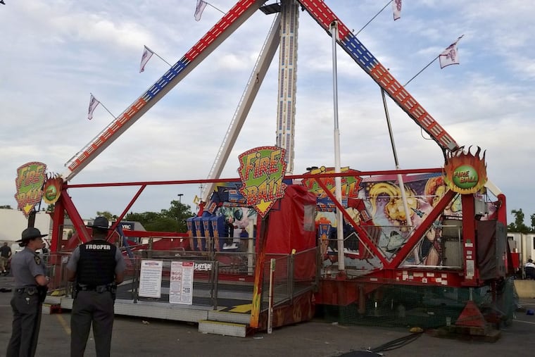 At least one man has died and seven other people were injured when an amusement ride at the Ohio State Fair malfunctioned Wednesday evening.