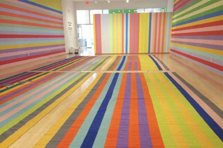 A view of Polly Apfelbaum's installationat Temple University's Tyler School of Art, part of a collaboration with Dan Cole.