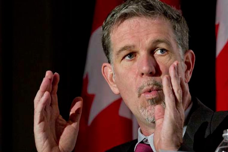 Reed Hastings, president and chief executive officer of Netflix Inc., speaks during a luncheon at the Canadian Club of Toronto in Toronto, Ontario, Canada, on Friday, Feb. 3, 2011. Netflix Inc. has no plans to get into sports content or gaming and will focus solely on movies and TV shows, said Hastings. Photographer: Norm Betts/Bloomberg *** Local Caption *** Reed Hastings