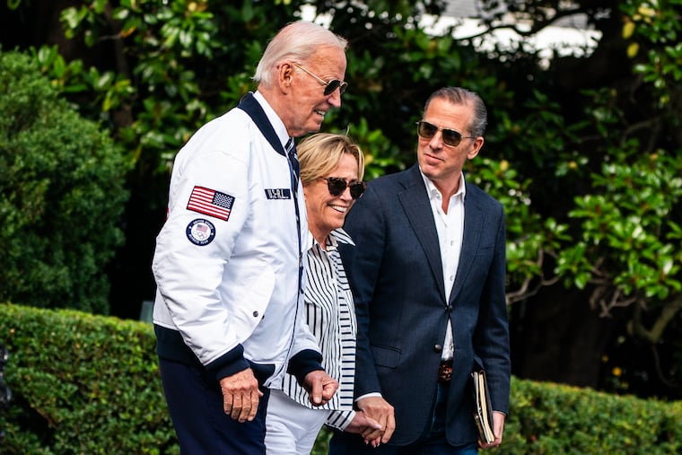 Hunter Biden, right, in 2024 with his father, President Joe Biden, and the president’s sister, Valerie Biden, on the South Lawn of the White House.