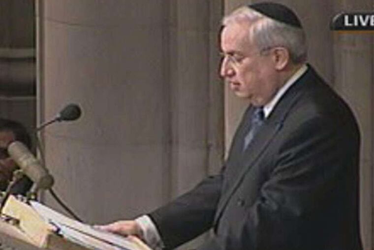 Rabbi Morton F. Yolkut in a television appearance
