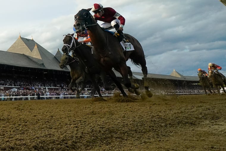 Jayson Werth's horse Dornoch, with Luis Saez up, wins the 156th running of the Belmont Stakes last June in Saratoga Springs, N.Y.