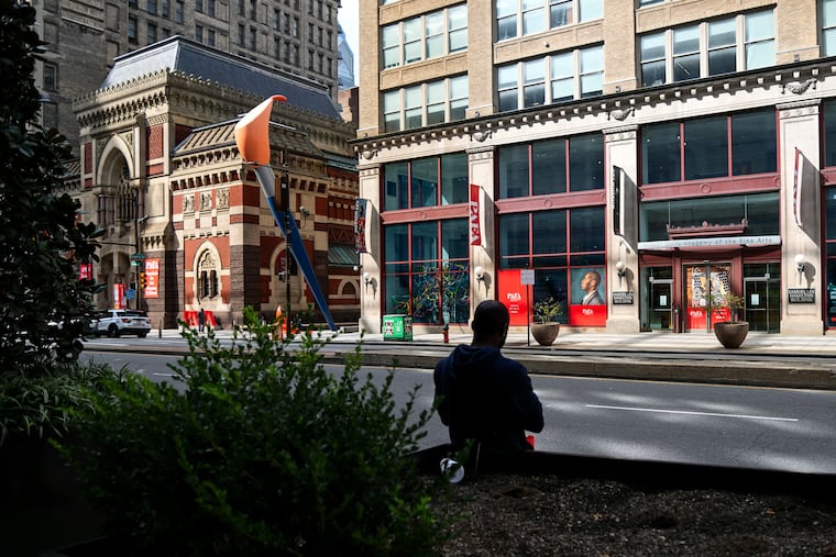 The Pennsylvania Academy of the Fine Arts (PAFA) Frank Furness Building (left), and the Samuel M.V. Hamilton Building (right) on North Broad Street.