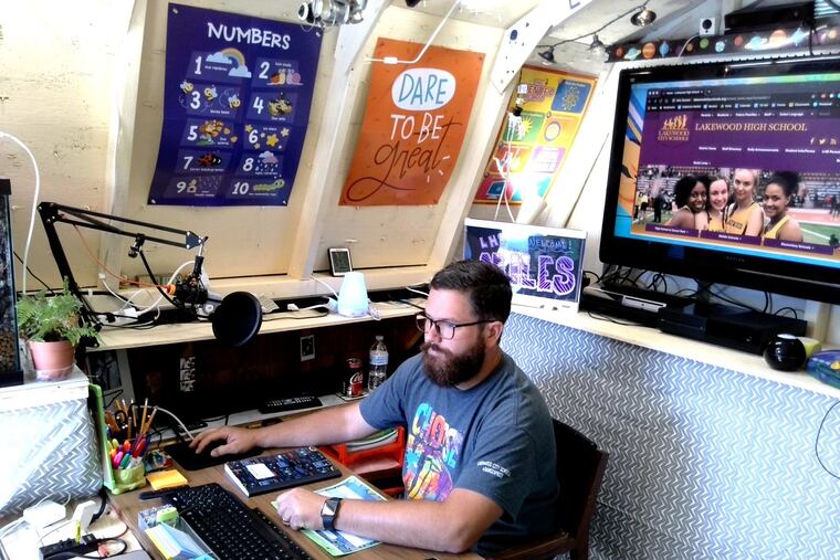 Cory Streets is doing remote-teaching from his backyard shed this year.