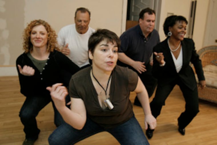 Choreographer Karen Getz (front) shows moves to (from left) "nontradi- tional" Wendy Rosenfield, Milt Edelheit, Tim Oliver and Tina Lawson.