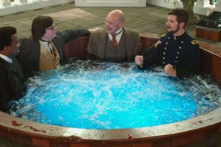 Adam Scott, Clark Duke, Craig Robinson and Rob Corddry take a soak into the future.