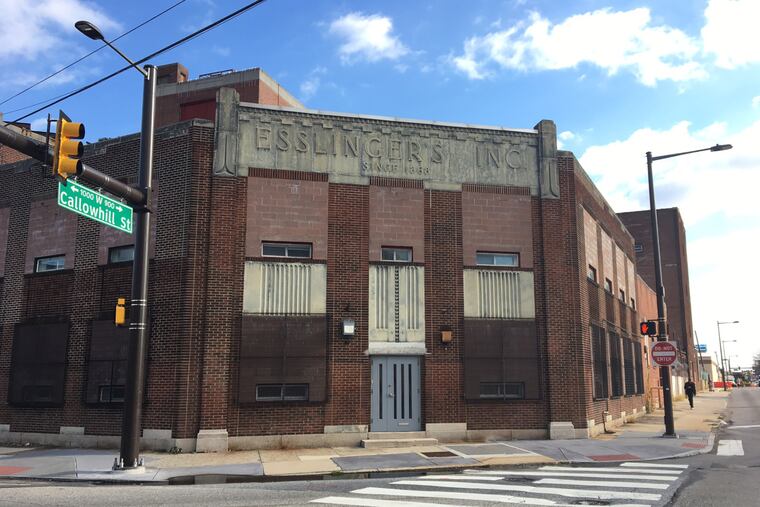 The main facade of Esslinger's Brewery, now National Chemical Laboratories, at 10th, Ridge and Callowhil.