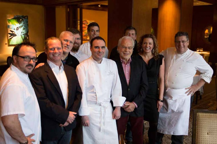 Matthew Ridgway, David Jarusen, Martin Hamann, Paul Mitchell, Stephen Fellona (rear), William DiStefano (front), Jean-Marie Lacroix, Townsend Wentz, Lisa Carroll and Tony Clark at The Fountain (Stephanie Aaronson/Philly.com)