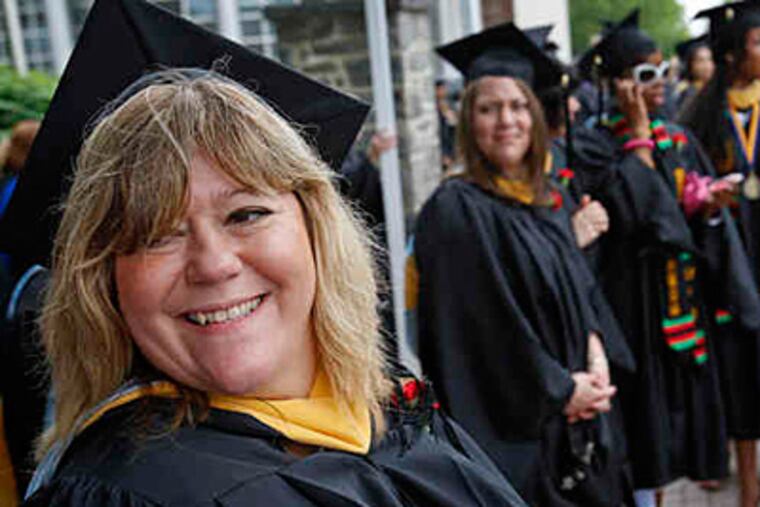 Barri Pepe, 46, awaits her diploma at Widener University. The degree will help the Prospect Park resident with her plans to open a halfway house for women struggling with addiction.