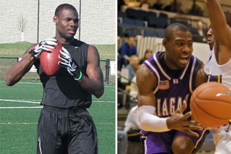 Tyrone Lewis played basketball at Niagara but might pursue a pro football career. (John Costello / Staff Photographer, Niagara Athletics)