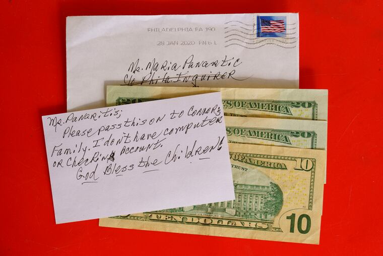 This envelope - postmarked right before the pandemic - was recently found, unopened, on Inquirer columnist Maria Panaritis' office desk. It is an unsigned act of charity to a child from a reader.