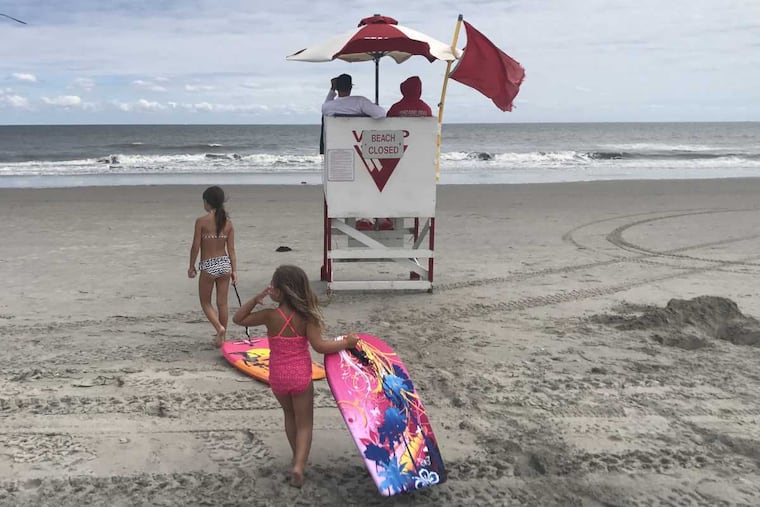 No boogie boarding for Tavella sisters, Bianca, 10, and Giovanna, 5, after all of Ventnor's beaches were closed due to elevated bacteria levels.