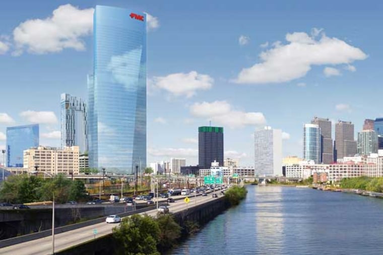 A rendering of the FMC Tower, the anchor component of the Cira Centre South complex being built in University City where a 42-year-old worked died after falling about 80 feet.