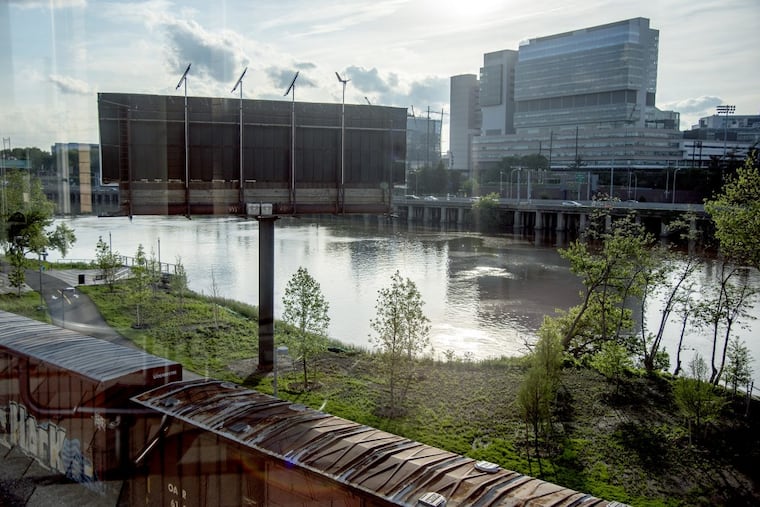 The billboard along the Schuylkill Banks Trail on the east side of the river that spoils the view for CHOP.