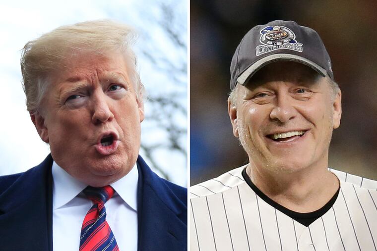 President Trump praised former Phillies pitcher Curt Schilling (right) after Schilling offered praise for the government shutdown on Fox News.