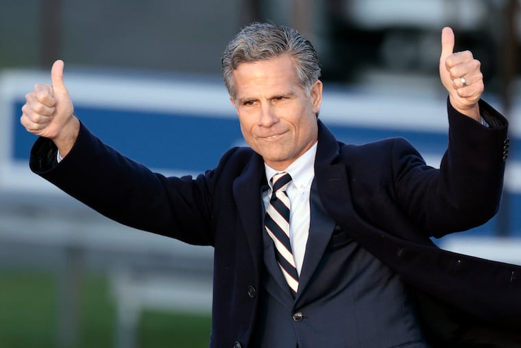 U.S. Rep. Dan Meuser (R-9th District) arrives to speak in support of former President Donald Trump at a Trump rally behind the Schnecksville Fire Hall in Schnecksville, Pa. on Saturday, April 13, 2024.