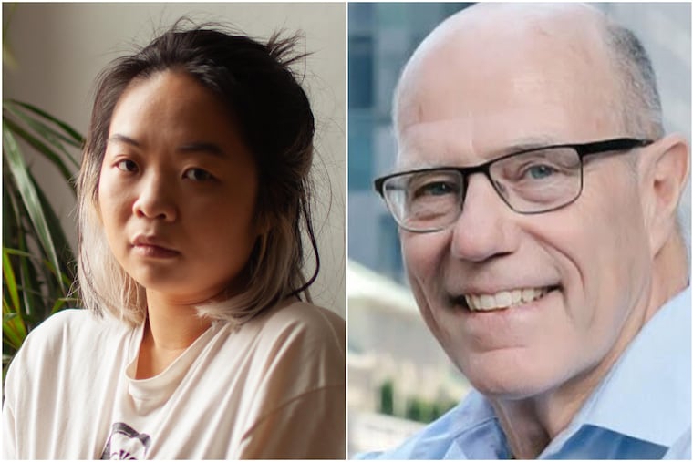 Vic Liu (left), an information artist and author, and James Kilgore (right), a formerly incarcerated author and activist, are co-authors of The Warehouse: A Visual Primer on Mass Incarceration.