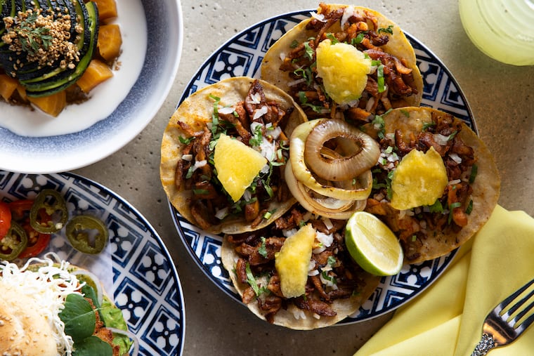 Cemita clasica, remolacha and al pastor tacos at El Chingon in Philadelphia on Thursday, Aug. 15, 2024. Food Styling by Emilie Fosnocht