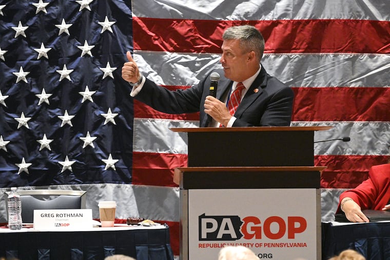 Pennsylvania GOP chairman State Sen. Greg Rothman during he Republican Party of Pennsylvania's 2025 Fall Meeting at The Penn Stater Hotel & Conference Center in State College, Pa., on Sept. 20, 2025.