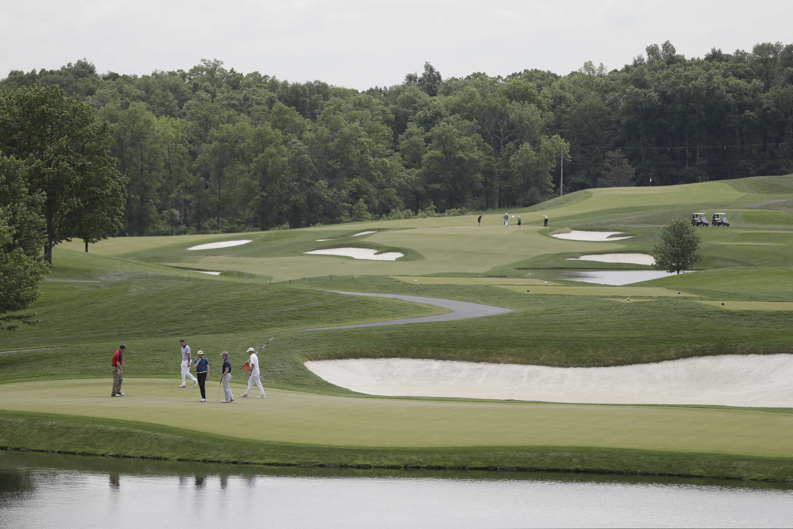 FILE - This May 24, 2017, file photo, shows a general view of Trump National Golf Club in Bedminster, N.J. The man charged with breaking into singer Taylor Swift’s Rhode Island mansion is accused of causing more than $20,000 damage to President Donald Trump’s New Jersey golf course.