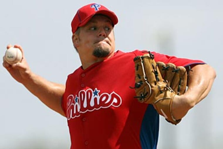 Joe Blanton (pictured from earlier game) gave up 5 hits and 2 runs in 5 innings pitched. (Yong Kim/Staff Photographer)