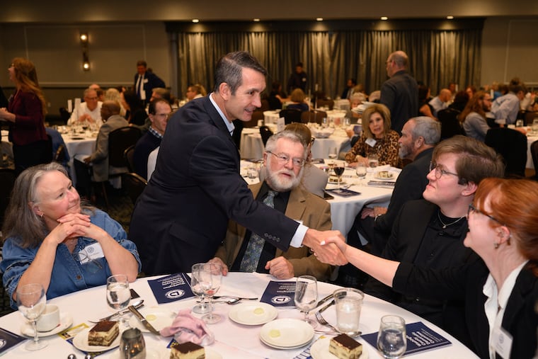 Pennsylvania Democratic Party chair Eugene DePasquale greets people at a Washington County Democratic Committee banquet on Sept. 25 in Canonsburg.