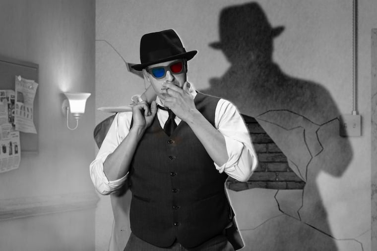 Author and star Tim Rinehart wears very cool 3-D glasses in "Noir," through Oct. 14 at the Eagle Theatre in Hammonton, N.J.