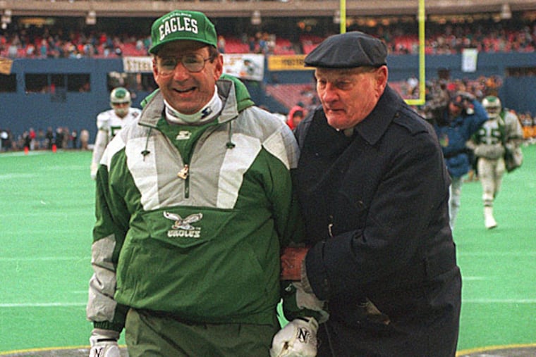 Former Eagles general manager Harry Gamble and head coach Rich Kotite. (Ron Cortes/Staff file photo)