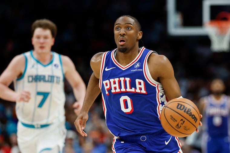 Sixers guard Tyrese Maxey finished with 26 points in his first game back from a right finger injury in Saturday's road win against Charlotte.