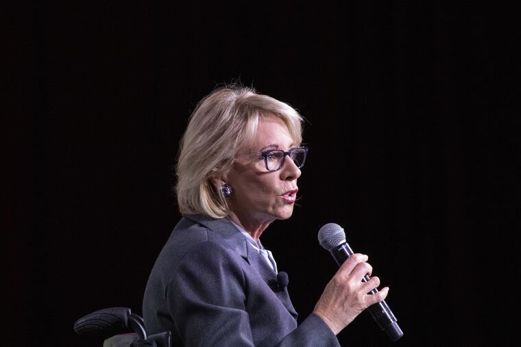 Secretary of Education Betsy DeVos speaks during the U.S. Conference of Mayors Annual Winter Meeting in Washington, D.C., on Thursday, Jan. 24, 2019.