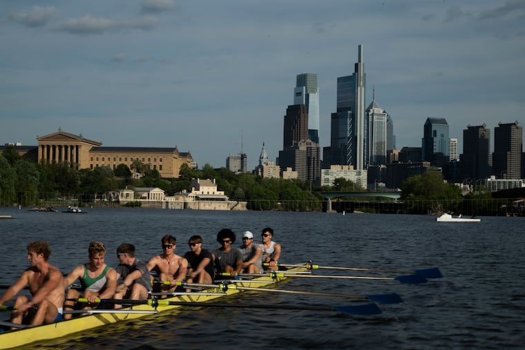 The Drexel rowing team trains on the Schuylkil on May 7 in Philadelphia.