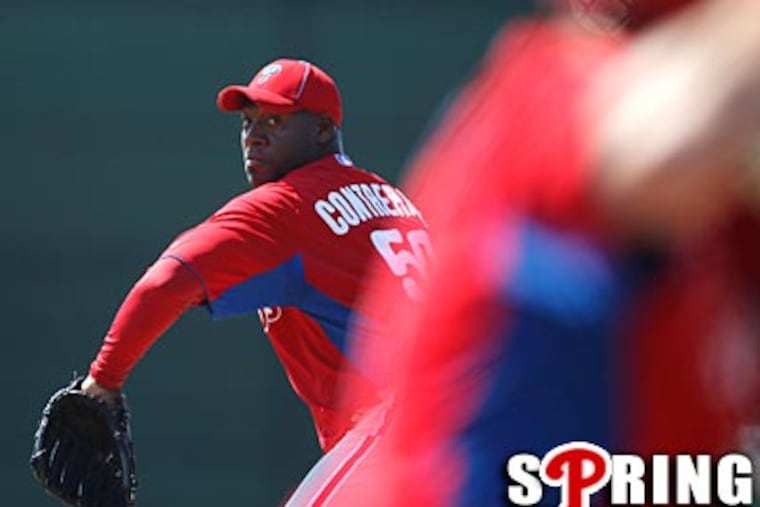 Phillies reliever Jose Contreras was limited to 17 games last season because of an elbow injury. (David Maialetti/Staff Photographer)