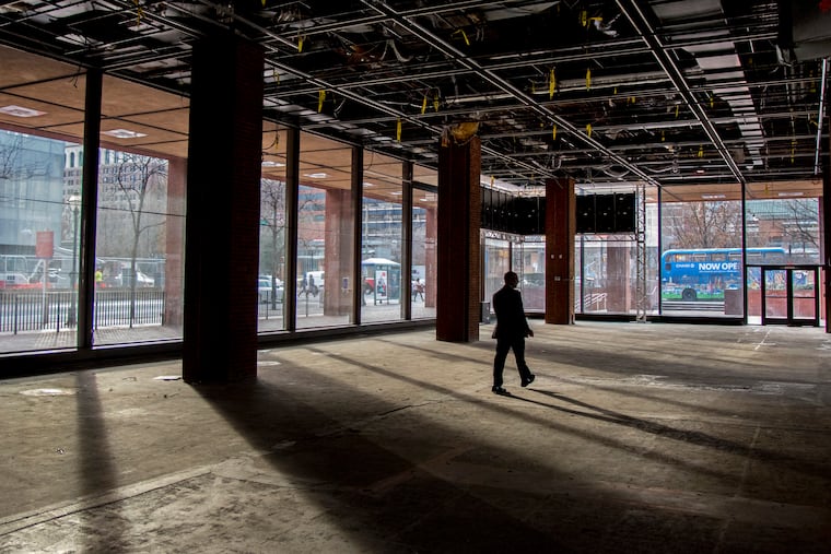 Pat Murdock, executive director of the Faith and Liberty Discovery Center, inside the gutted, pre-demolition space at the American Bible Society on the corner of Fifth and Market Streets (the Wells Fargo building), January 17, 2019. This is the area behind the large bible photos covering the windows along Market Street. Work has started on the $60 million religious-oriented attraction tracing the impact of the Bible on American life.