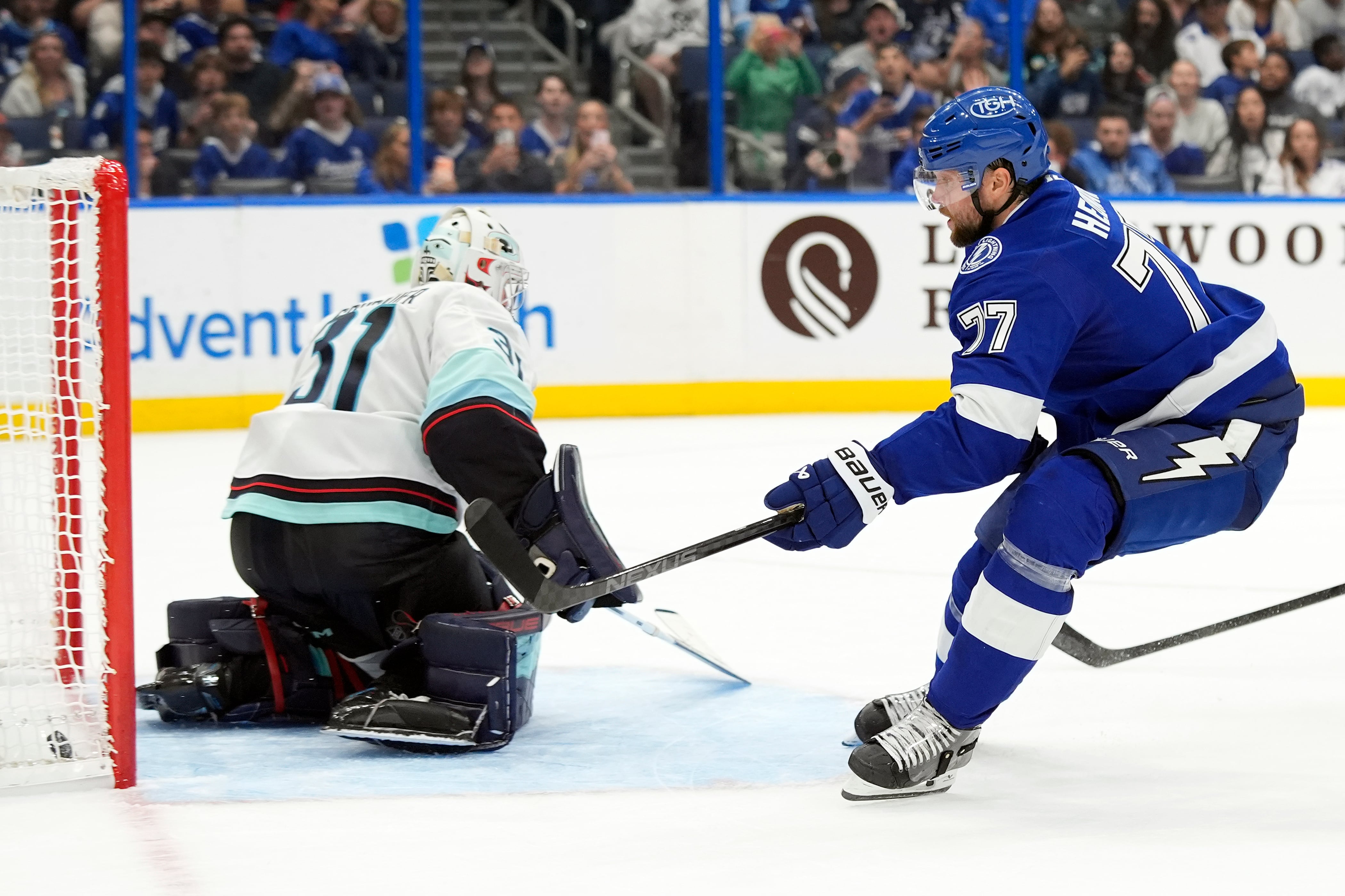 Victor Hedman's goal 2:07 into overtime lifts Lightning past Kraken 4-3