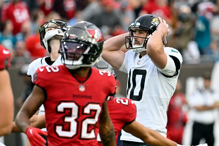 Former Jacksonville Jaguars kicker Brandon McManus reacts after missing a field goal against the Tampa Bay Buccaneers on Dec. 24.