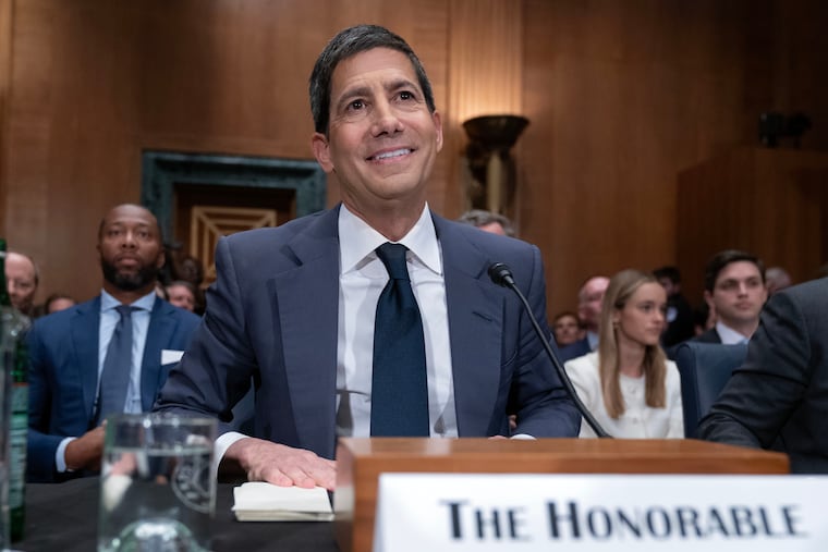 Kevin Warsh testifies during his April 21 nomination hearing on Capitol Hill.
