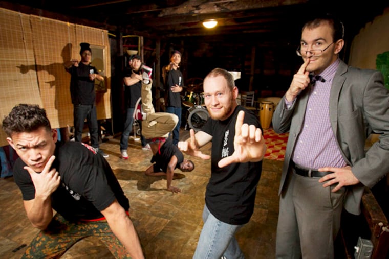 From left are Mark Wong, Steve Lunger, and Aaron Trois -- the organizers behind Hip Hop Fundamentals, a group of break dancers who use hip hop to teach physics and lead anti-bullying crusades.