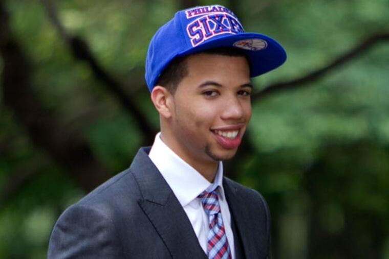 Michael Carter-Williams at the Sixers facility. (Alejandro Alvarez/Staff Photographer)