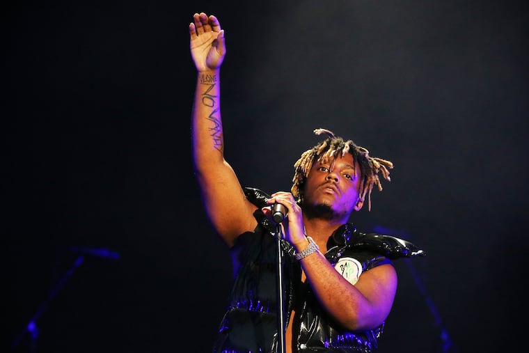 Juice Wrld performs during the first day of the Made in America Festival on the Benjamin Franklin Parkway in Philadelphia on Saturday, Aug. 31, 2019.
***NOT FOR RESALE OR COMMERCIAL USE***