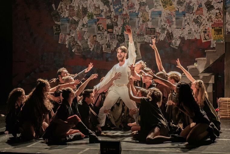 Owen Bean as Jesus, with the cast of "Jesus Christ Superstar," through July 15 at the Surflight Theatre, Beach Haven, N.J.