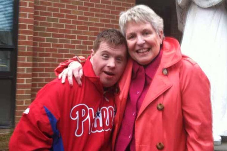 Jeanne and son John Dowling on grounds Don Guanella Village. Photo by Rita Giordano.