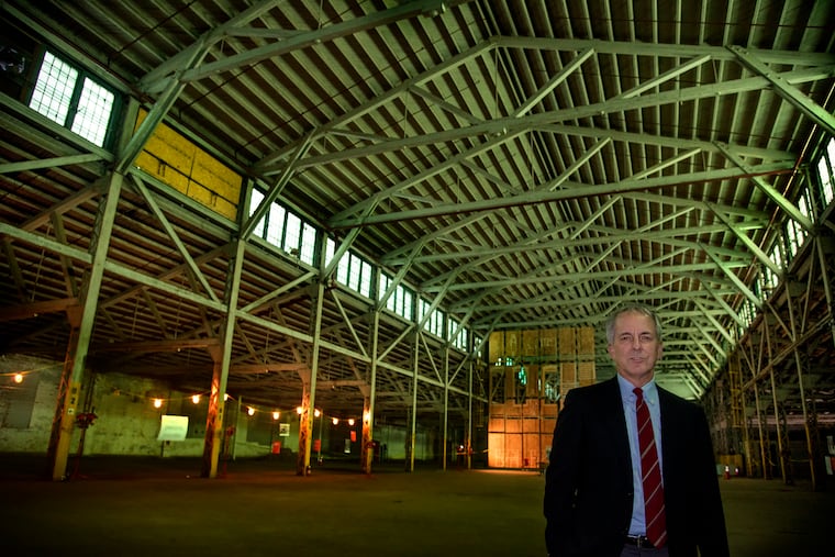 Philadelphia developer Alan Razak inside his former industrial property near the Camden Waterfront. He loves the building and the location, but after three years there are still no office tenants willing to lease all or part of the landmark Victorian structure.
