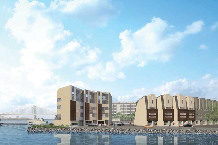 Townhouse development being marketed for Pier 35 1/2 on the Delaware River, where a Trump Tower Philadelphia condo-and-tower project had once been planned.
