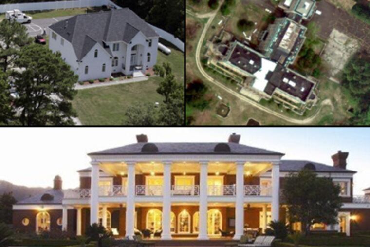 Michael Vick's dog-fighting estate (top left), Elkins Park's Lynnewood Hall (top right) and a California home owned by Lenny Dykstra made a Forbes list of unloved mansions.