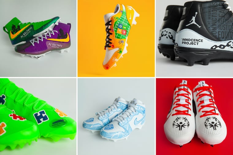 A look at some of the cleats Eagles players will be wearing the next two weeks as part of the NFL's My Cause My Cleats initiative.