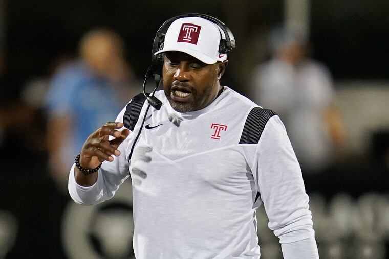 Temple coach Stan Drayton paces the sideline during a game against Central Florida on Oct. 13 in Orlando, Fla.