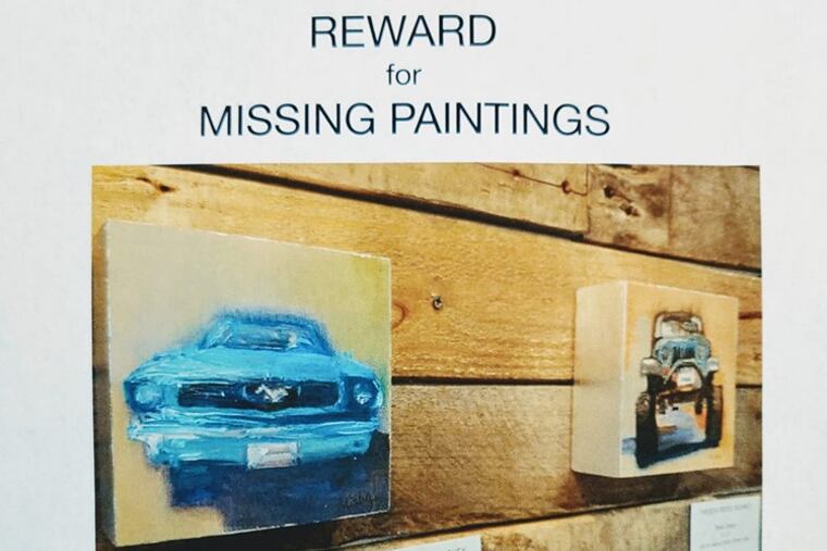 Abyss Coffee in Ambler is offering a reward for the missing paintings by artist Theresa Rooney.