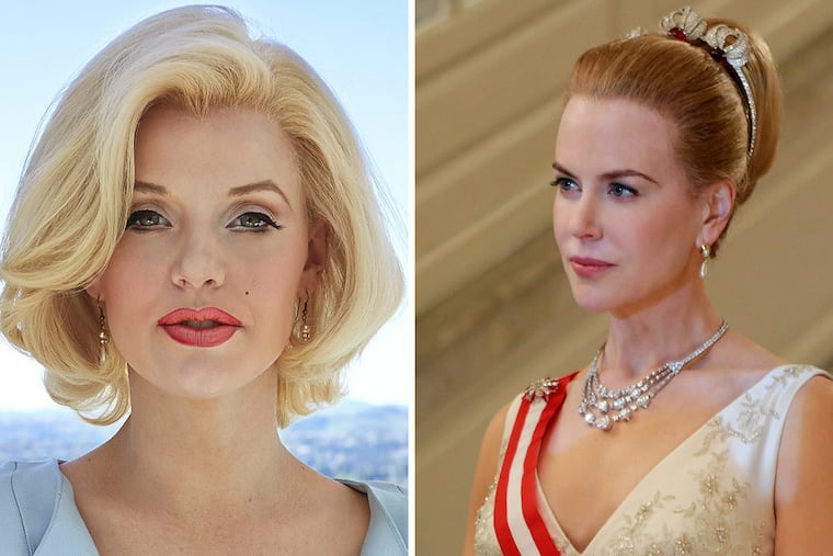 Kelli Garner (from ABC's short-lived "Pan Am") in "The Secret Life of Marilyn Monroe"; Nicole Kidman in "Grace of Monaco." (Monroe: Mark Holzberg / Kelly: Weinstein Company)