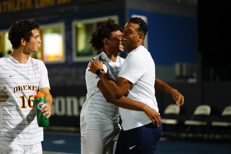 A Philly native, Drexel men's soccer coach David Castellanos (right) led the Dragons into postseason play in his first season at the helm.
