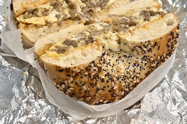 Bulgogi, egg, and cheese on an everything bagel from Cafe Walnut, 703 Walnut St.